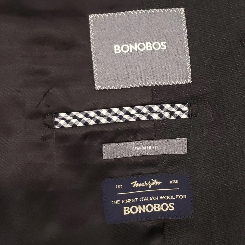 Bonobos Suit Jacket Mens 44R Charcoal Gray Marzotto Wool Standard Fit Blazer
